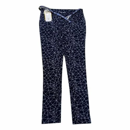 Ladies Cotton Blue Printed Casual Jeans, Size: 28 to 34