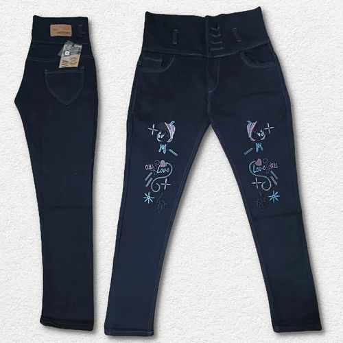 Regular Ladies Printed Jeans, Button, High Rise