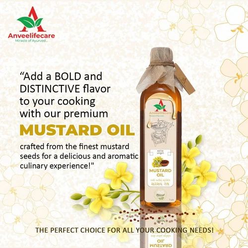 Anveelifecare Kachi Ghani Mustard Oil - 1 L Plastic Bottle
