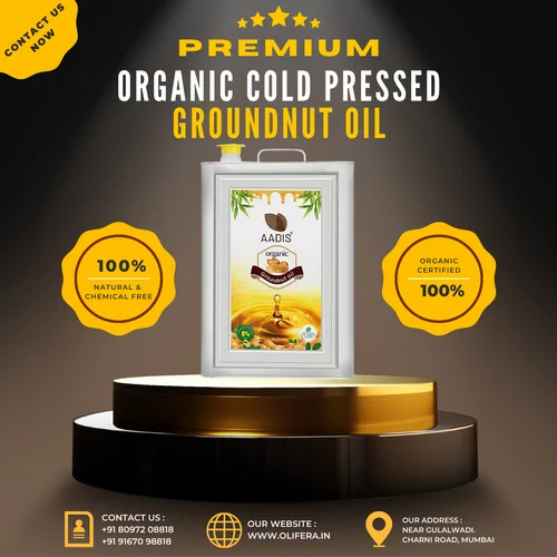 Organic Cold Pressed Groundnut Oil, 15 L