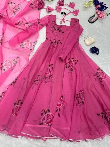 Latest Designer Pure Organza Silk Printed Kurti