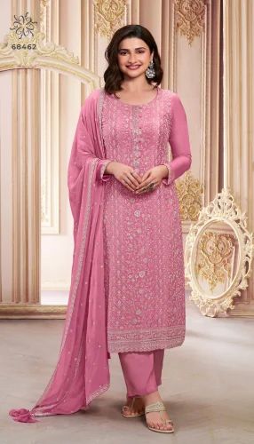 Latest Designer Chinon Silk Thread Work Kurti Set