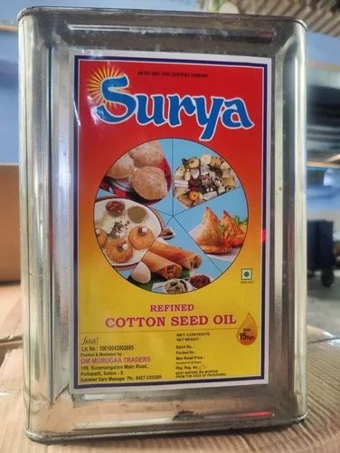 15Kg Surya Refined Cotton Seed Oil, Packaging Size: 15 L