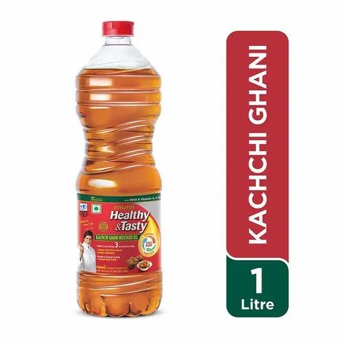 Kachchi Ghani Emami Mustard Oil, Packaging Type: Plastic Bottle, Packaging Size: 1L