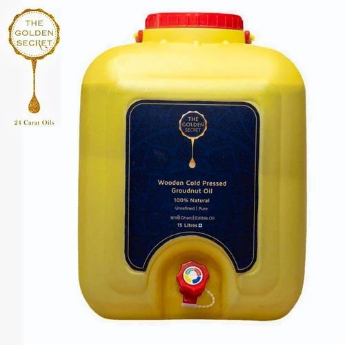 15L The Golden Secret Wooden Cold Pressed Groundnut Oil, 15 Litre