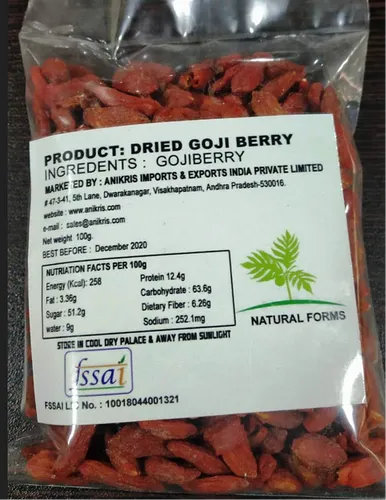 Anikris Goji Berry Dry Fruits, Packaging Size: 100 G