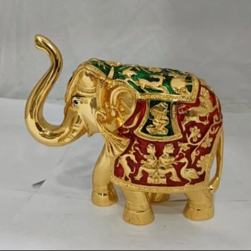 Fiber Gajalaxmi Golden Mina Elephant U/S, For Interior Decor