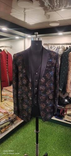 3 piece Mens Black Suit, Satin