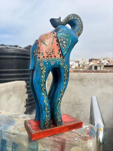 Custom made hand painted old antique look wooden elephant for home decoration stores for resale