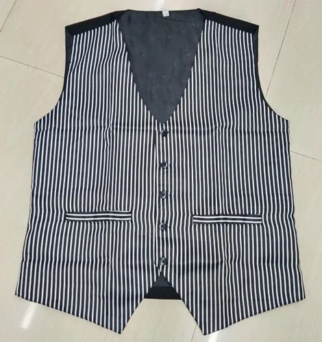 Men White Striped Waistcoat