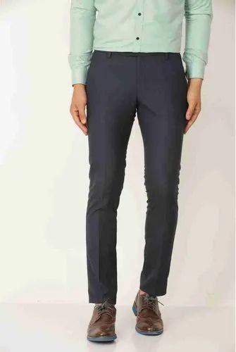 Blue Plain Men Formal Pants