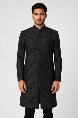Black Velvet Indo Western Sherwani Set