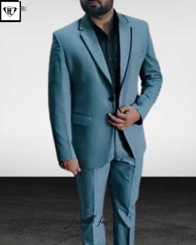 Mens Light Blue Formal Suit Two Piece Set for Wedding and Party by Limraz Fashion