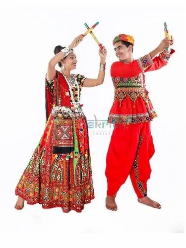 Red Gujarati Dandiya Dance Fancy Dress Costume