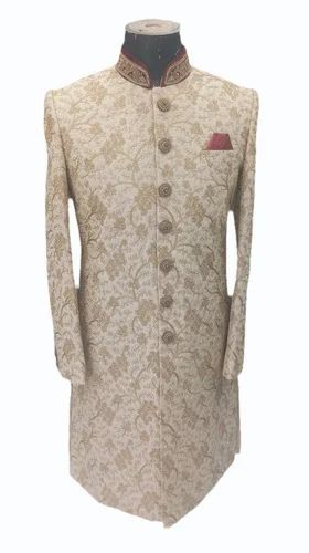 36 Golden Men Embroidered Sherwani, Jacquard