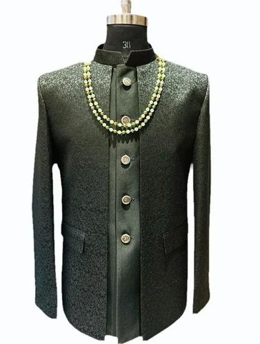 Men Black Full Sleeve Indo Western Sherwani