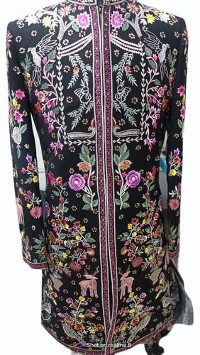 Black Men Embroidered Cotton Sherwani