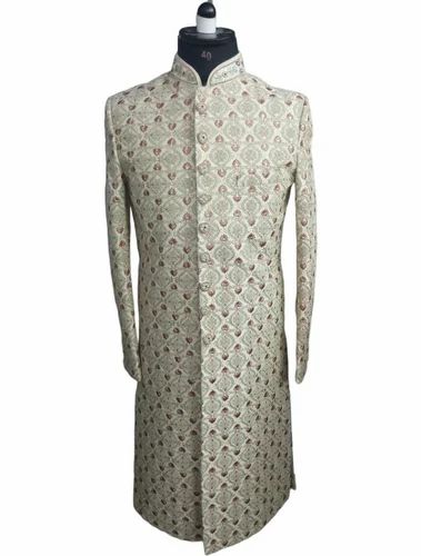 Off White Cotton Sherwani