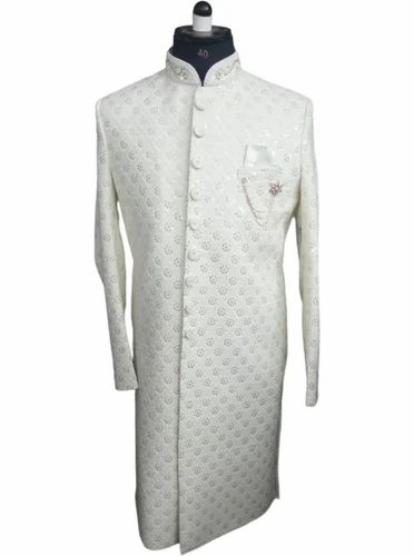 White Cotton Sherwani