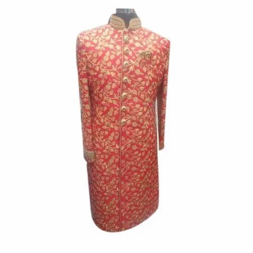 Mens Red Designer Cotton Sherwani