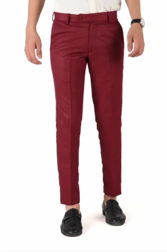 The DS Mahroon Ankle Fit Mens Formal Pant&Trouser, Polyester