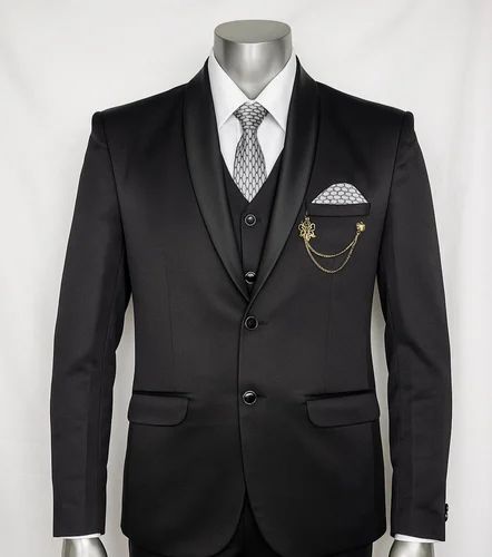 Men Black Coat Pant Suit