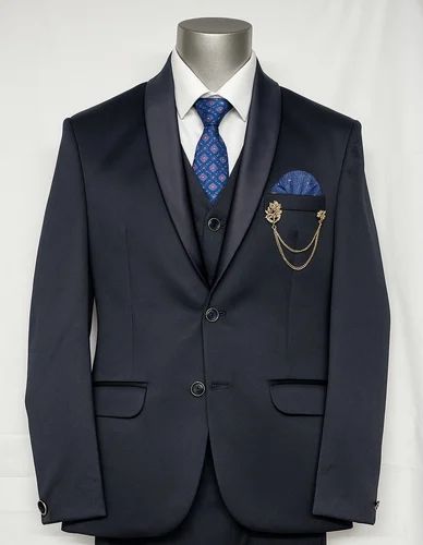 Men Navy Blue Coat Pant Suit