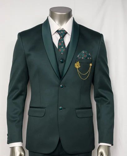 Men Green Coat Pant Suit