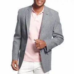 Navy and White Glen Plaid Linen Sport Coat