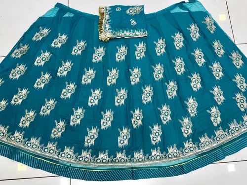 Wedding Wear Teal Blue Ladies Rajasthani Rajputi Poshak