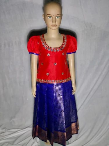 Red Girls Silk Pattu Pavadai Set(D.no1815)