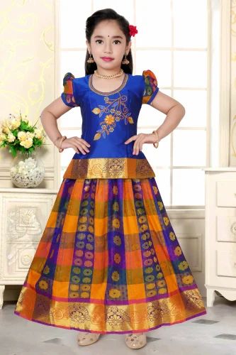 Embroidered Silk Pattu Pavadai Set