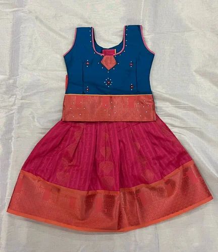 Festive Wear Amaranth Pink Girls Pattu Pavadai Set