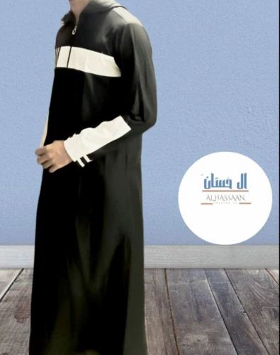 Polyester Men Black Jubba Thobe