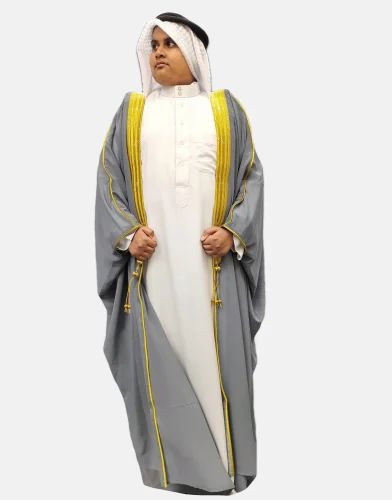 AL Madeenah Gray Georgette Arabic Bisht