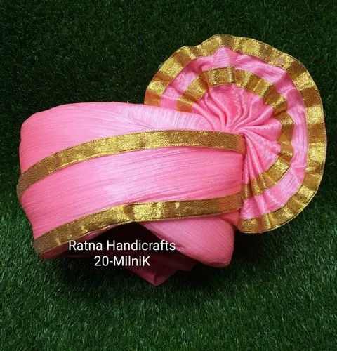 Wedding Turban Plain Pink Milni Reception Pagdi, Size: Standard