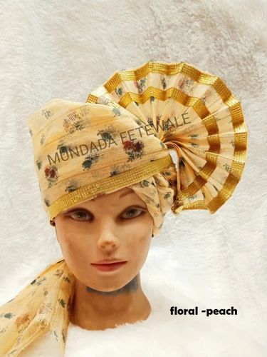 Floral peach safa, Printed