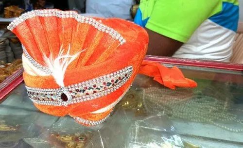 Orange Velvet Grooms Wedding Turban