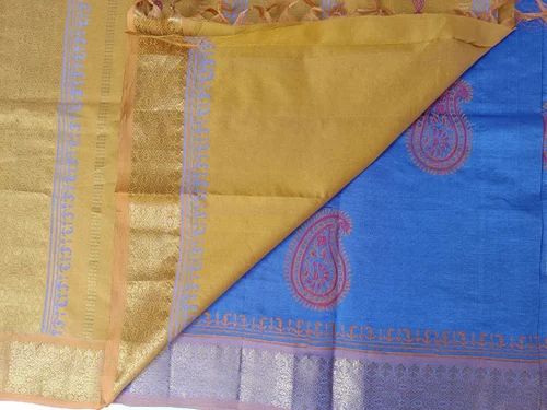 Semi Silk Cotton Bb Print Saree Fabric (54 in)