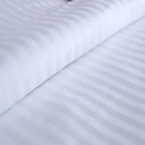 210 TC (P) Cotton Satin Stripe With Sizing Process Fabric, GSM: 110-150 For Hotel Bedsheet.