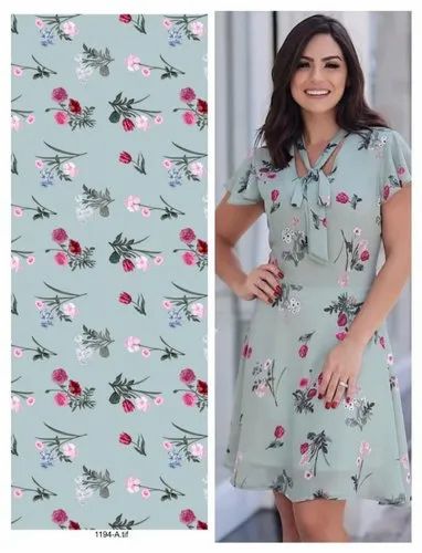 Green Printed Cotton Fruit Digital Print