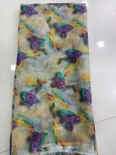Peach Printed Digital Cotton Fabric, GSM: 160