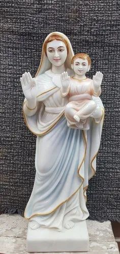 White Marble Baby And Mother Statue, For Decoration, Size: 3"feet