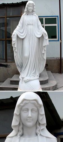 Mother Mary White Marble Statue, Size: 5 feet