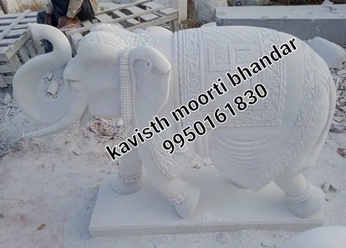 White Marble Elephant Statue