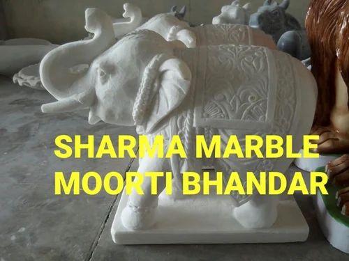 White Elephant Marble Statue, For Exterior Decor