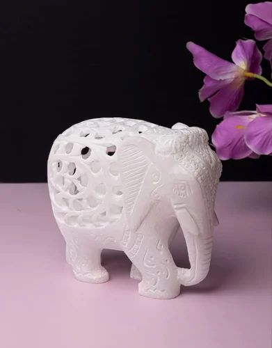 White Elephant Marble Statue, For Interior Decor