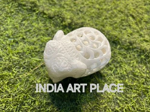 White Marble Elephant Pair, For Interior Decor
