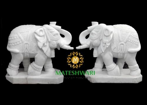 Multicolor Marble Elephant Statue, For Interior Decor, Indoor
