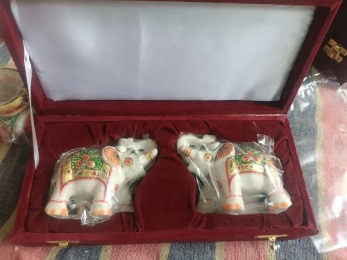 White Marble Elephant Statue, For Interior Decor, 3 Feet